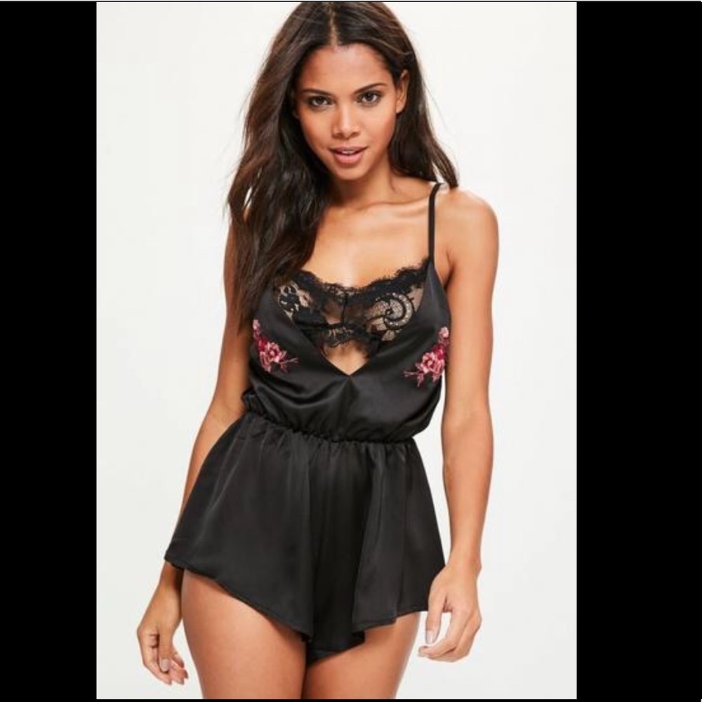 Black satin teddy